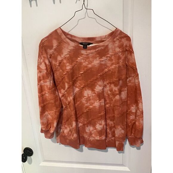 Simply Vera Vera Wang Orange tie dye 3/4 sleeve sweatshirt - Picture 1 of 6